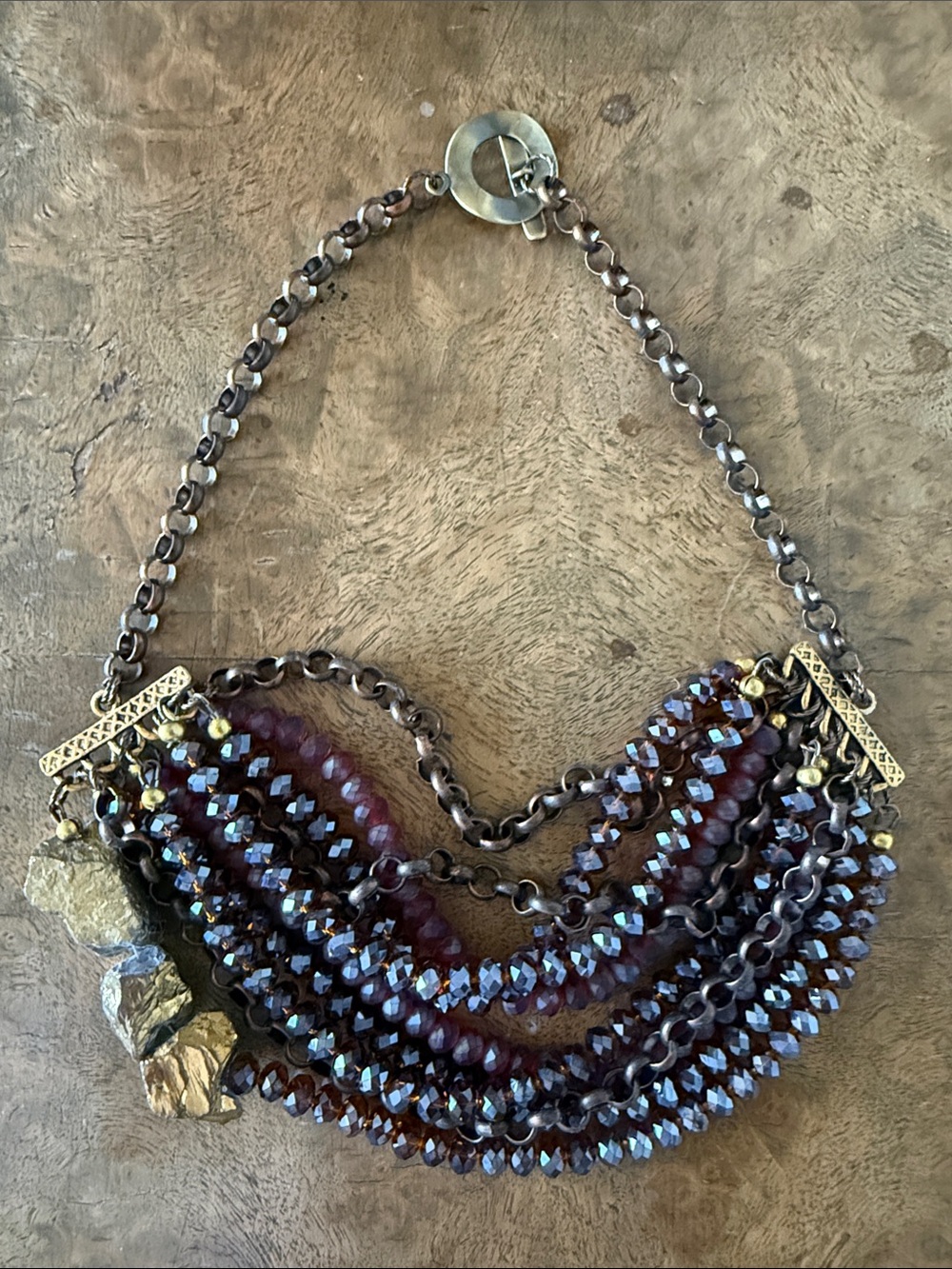 Multi-Strand Garnet & Hematite Statement Necklace